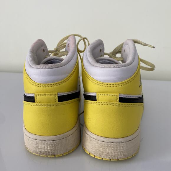 Nike Air Jordan 1 Mid GS Yellow Rose Patch Shoes Youth AV5173-700 Black Size 7Y - Picture 6 of 10